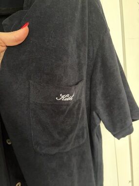 Kith Navy Terry Pocket Shirt with White Embroidered Logo